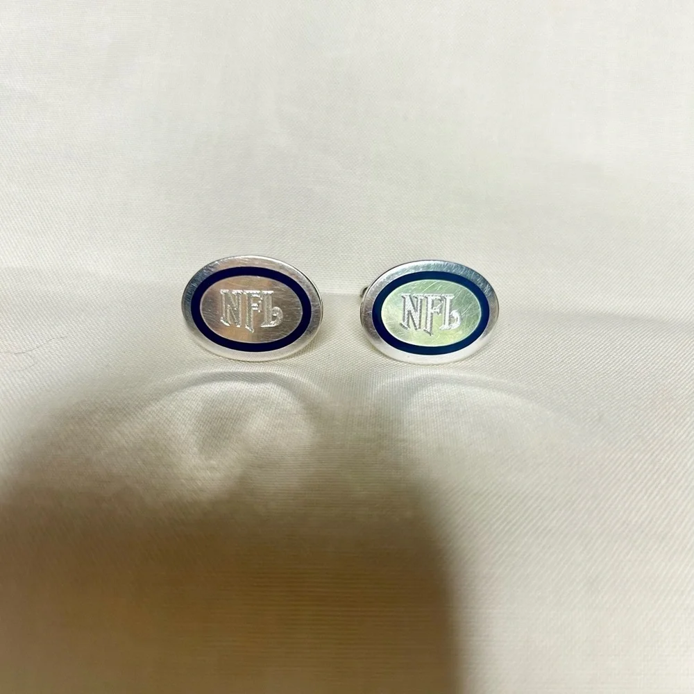Authentic Tiffany & Co. NFL Sterling Silver Cufflinks with Box and Felt Pouch